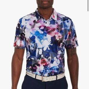 NWOT Robert Graham Ripe Tide Wearable Art Performance Golf Polo